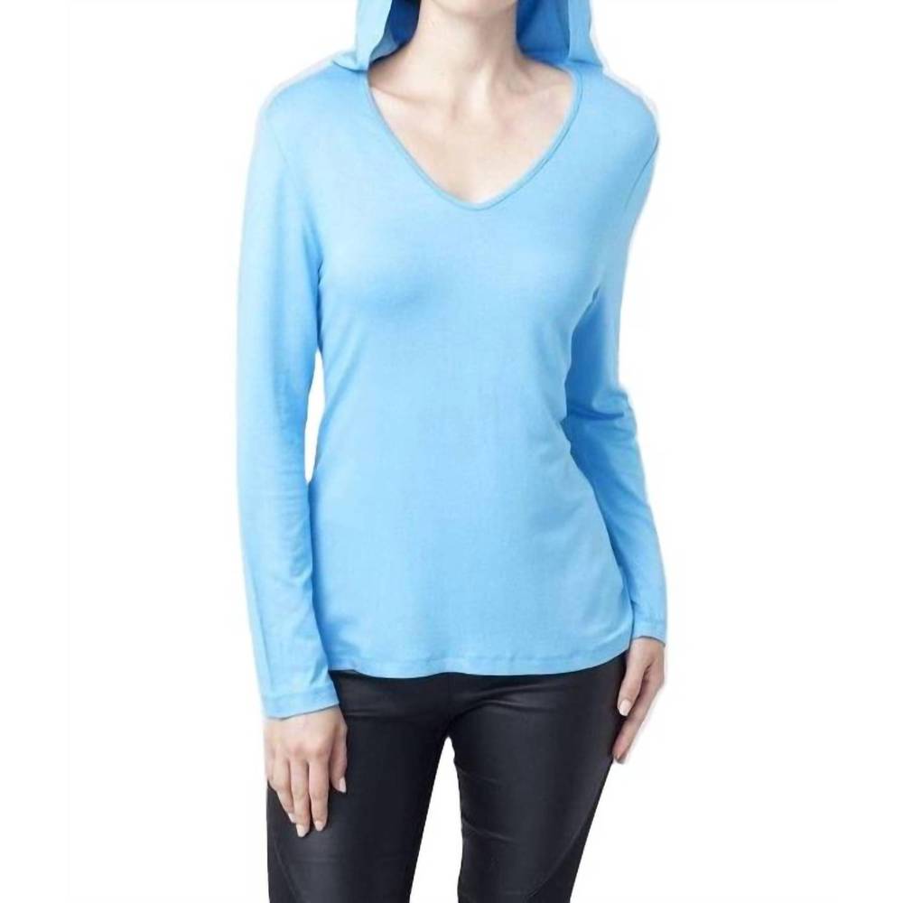 NEW ANGEL hooded v-neck top in turquoise